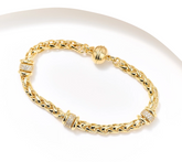 Diamonique Italia C/O Chain Station Bracelet, 18K Gold Plated, 6-3/4"
